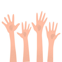 4 hands flat illustration