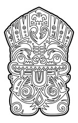 Polynesian Tiki totem vector idol mask. Coloring page