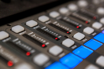 Fototapeta na wymiar Recording studio equipment. Professional audio mixing console