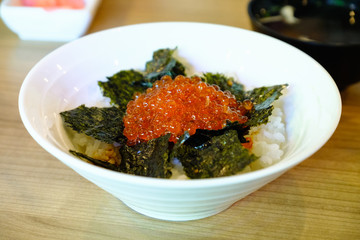 Salmon roe, ikura don, japanese food