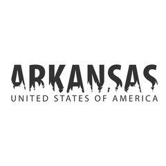 Arkansas. USA. United States of America. Text or labels with silhouette of forest.
