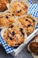 Fresh homemade delicious blueberry muffins