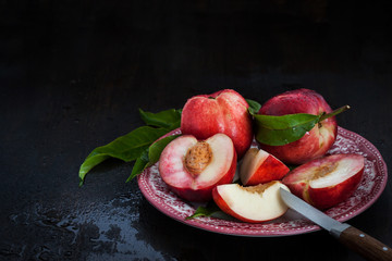Plate of fresh nectarines