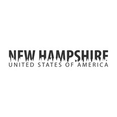 New Hampshire. USA. United States of America. Text or labels with silhouette of forest.