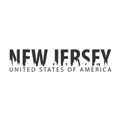 New Jersey. USA. United States of America. Text or labels with silhouette of forest.