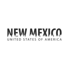 New Mexico. USA. United States of America. Text or labels with silhouette of forest.
