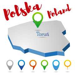 Poland outline map, Torun, vector illustration
