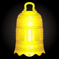 Chinese golden bell artifact vector illustration
