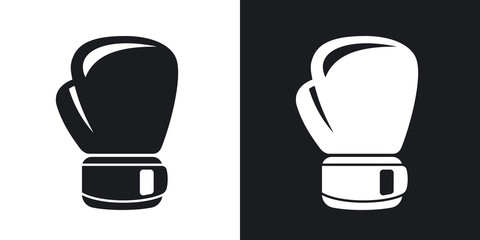 Vector boxing glove icon. Two-tone version on black and white background