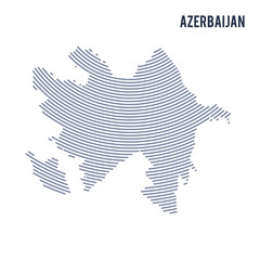 Vector abstract hatched map of Azerbaijan with curve lines isolated on a white background.