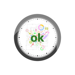 Text Ok. Social concept . Set of modern flat design concept icons for internet marketing. Watch clock isolated on white background