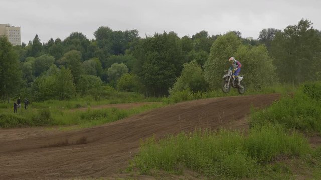 Motorcyclist at the European Championship in motocross in Russia. UltraHD stock footage.