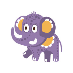 Cute cartoon baby elephant character posing vector Illustration