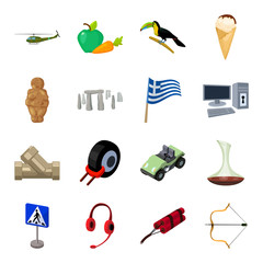 Transport, weapons, parking and other web icon in cartoon style. Computer, alcohol, landmark icons in set collection. © pandavector