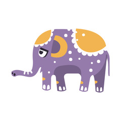Cute cartoon elephant character side view vector Illustration