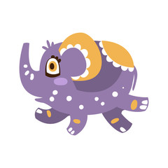 Cute cartoon baby elephant character running vector Illustration