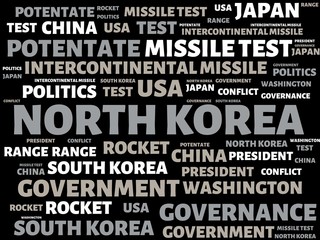 NORTH KOREA - image with words associated with the topic NORTH KOREA, word, image, illustration
