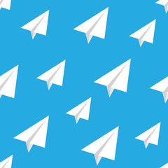 Fototapeta premium Seamless pattern with vector paper airplane.