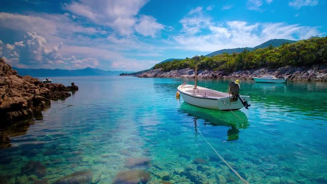 shot of a small cove on Hvar island, croatia with stunning cystal clear water