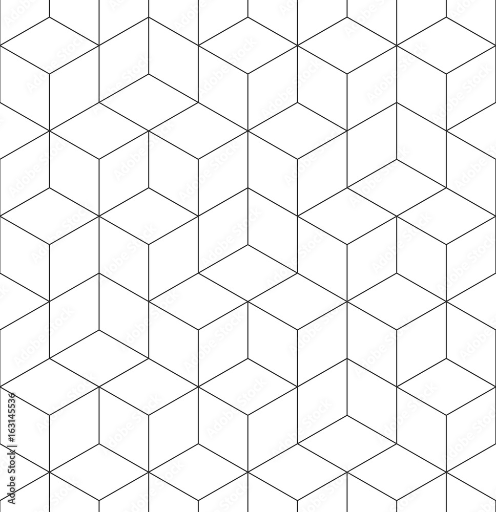 Poster Geometric abstract seamless pattern cube lines background texture