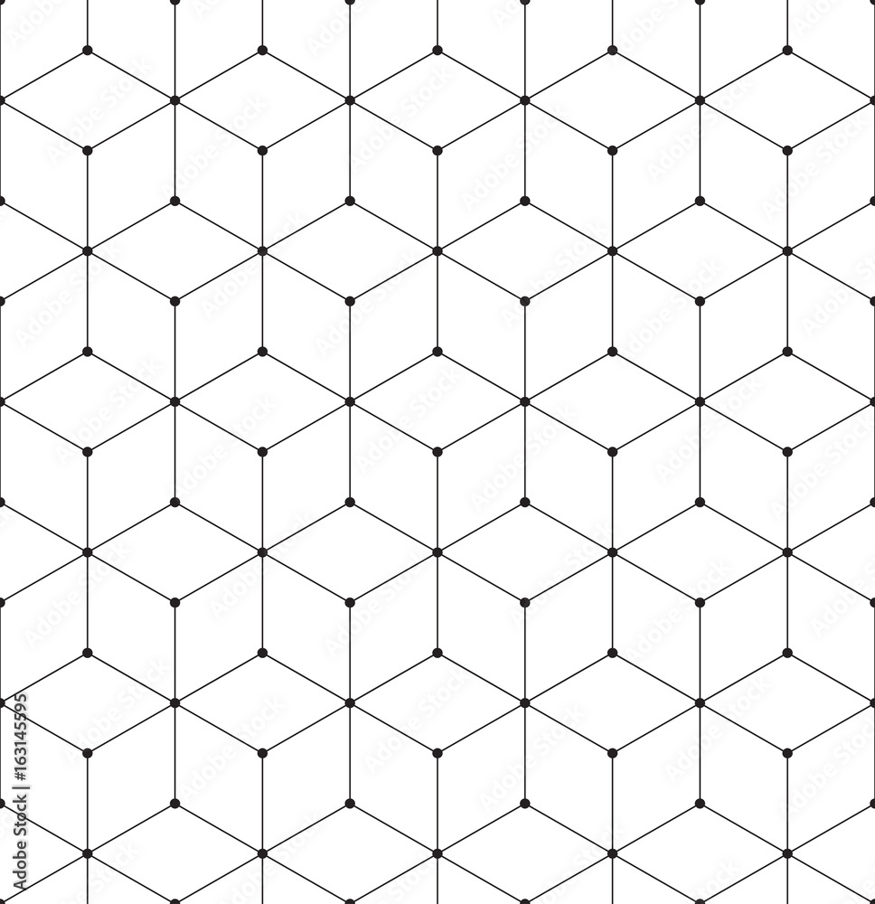 Aufkleber Geometric abstract seamless pattern cube lines background texture