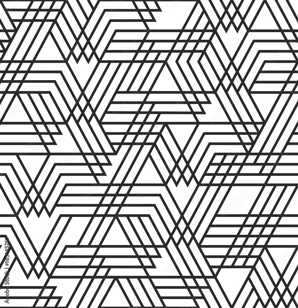 Fototapete Abstract geometric seamless pattern vector hexagonal triangular background grid texture