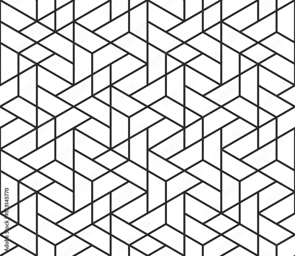 Aufkleber Geometric abstract seamless pattern cube lines background texture