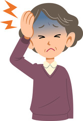 病気　女性　頭痛　上半身　高齢者
