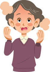 病気　女性　発熱　上半身　高齢者
