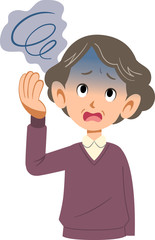 病気　女性　めまい　上半身　高齢者
