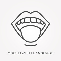 Line icon mouth with language