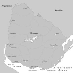 Obraz premium Uruguay Karte in Grau