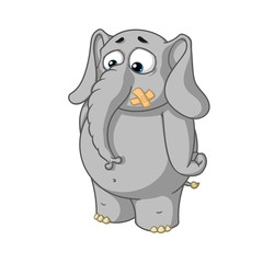 Big collection vector cartoon characters of elephants on an isolated background. Stands with mouth sealed
