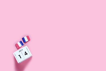 France. 14 th of July. Happy Bastille Day.Copy space,minimal style