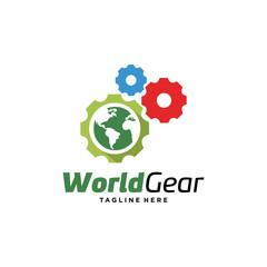 World Gear Logo Template Design Vector, Emblem, Design Concept, Creative Symbol, Icon