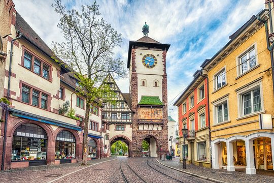 Schwabentor - historical city gate in Freiburg im Breisgau, Baden-Wurttemberg, Germany