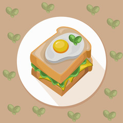 egg toast with green salad healthy breakfast fresh tasty vector