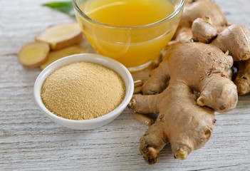 ginger root and capsules