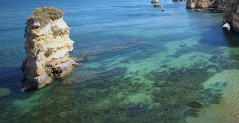 sea landscape blue water cliff
