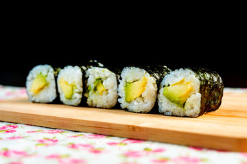 Japanese food Sushi Roll Maki of Salmon and avocado