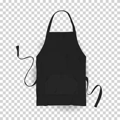 Fotobehang Realistic black kitchen apron. Vector illustration on transparent background. © Good Studio