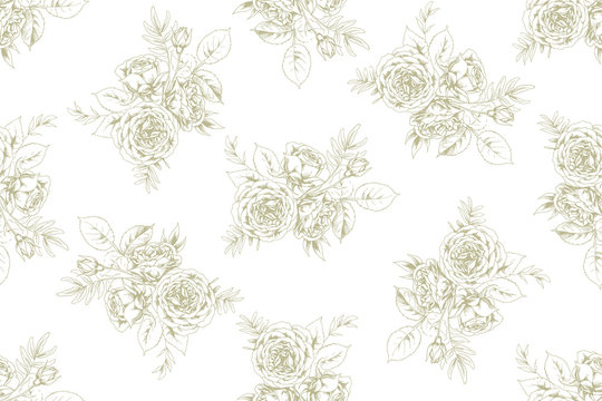 Design Of Fabric In French Vintage Style With Floral Motif 1