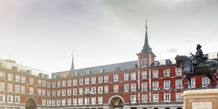 Plaza Mayor and King Philip lll equestrian statue