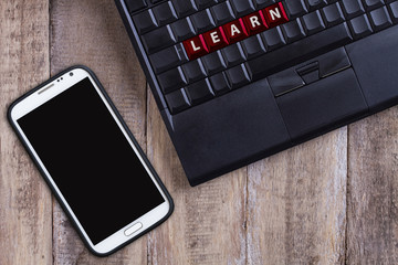 blank laptop keyboard, learn buttons