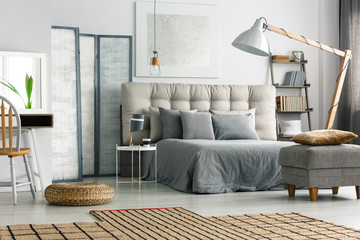 Wicker carpet in bedroom