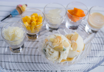 Coconut ice cream in glass cup