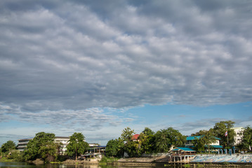 Fototapeta na wymiar Beautiful clouds in the sky at Mae Klong river Ratchaburi province Thailand