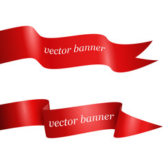 Red ribbon banner set, isolated on white