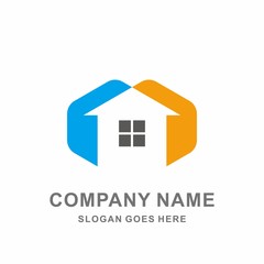 Simple Building House Shape Architecture Interior Construction Real Estate Business Company Stock Vector Logo Design Template