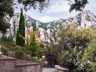 A view of the mountain of Montserrat, located behind the Santa Maria de Montserrat Abbey
Abadia de...